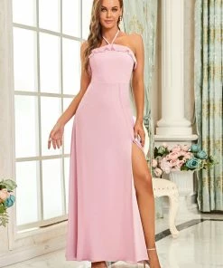Ever-Pretty US Ruffled Halter A-Line Bridesmaid Dress Summer Dresses 2022