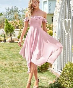 Ever-Pretty US Ruffled Off-Shoulder Above The Knee Bridesmaid Dress
