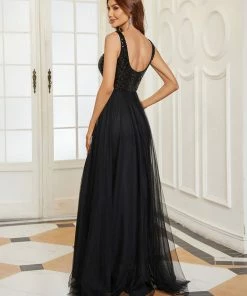 Ever-Pretty US Summer Dresses 2022 Tulle Sequin Sleeveless A-Line Bridesmaid Dress
