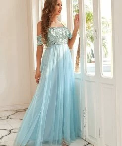 Ever-Pretty US SHOP BY OCCASION Sequin Ruffled Cold Shoulder Bridesmaid Dress