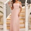 Ever-Pretty US A-Line Draped Sleeve Cold Shoulder Bridesmaid Dress SHOP BY OCCASION