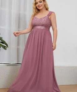 Ever-Pretty US SHOP BY OCCASION Plus Size Sleeveless Lace Sweetheart Maxi Bridesmaid Dress