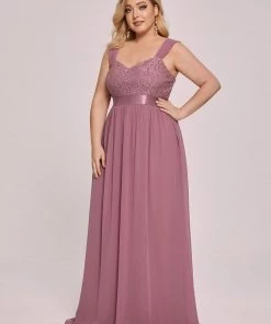 Ever-Pretty US SHOP BY OCCASION Plus Size Sleeveless Lace Sweetheart Maxi Bridesmaid Dress