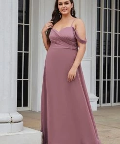 Ever-Pretty US Plus Size V-Neck Cold Shoulder Bridesmaid Dress