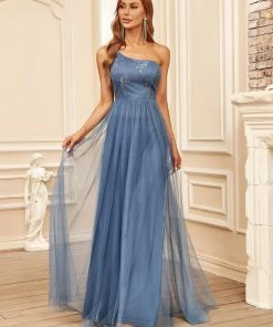 Ever-Pretty US Sheer Asymmetrical One-Shoulder Lace A-Line Bridesmaid Dress