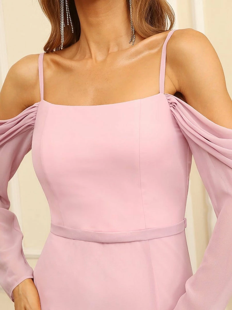 Ever-Pretty US Sheer Long Sleeved Cold Shoulder Slit Bridesmaid Dress Long Sleeve Dresses 3 Ever-Pretty US Sheer Long Sleeved Cold Shoulder Slit Bridesmaid Dress Long Sleeve Dresses