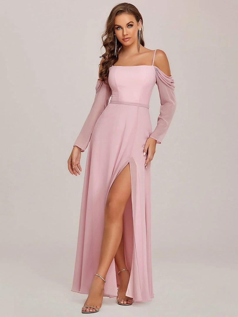 Ever-Pretty US Sheer Long Sleeved Cold Shoulder Slit Bridesmaid Dress Long Sleeve Dresses 6 Ever-Pretty US Sheer Long Sleeved Cold Shoulder Slit Bridesmaid Dress Long Sleeve Dresses