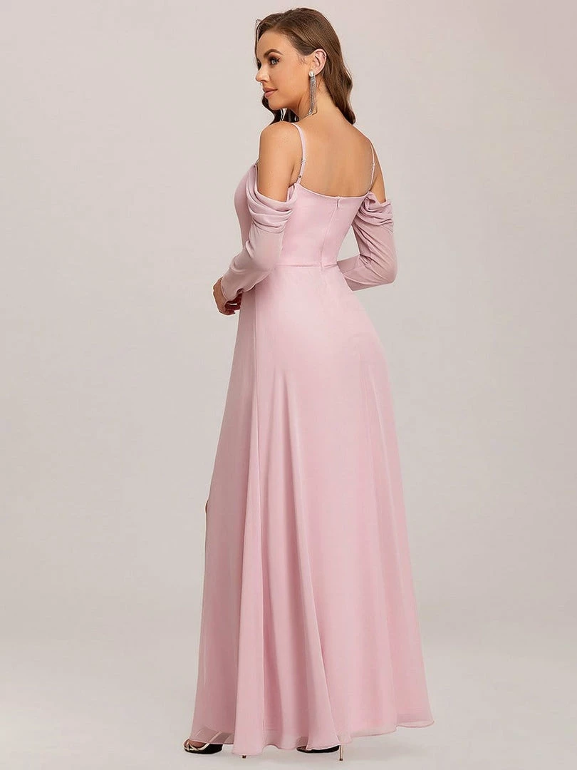 Ever-Pretty US Sheer Long Sleeved Cold Shoulder Slit Bridesmaid Dress Long Sleeve Dresses 7 Ever-Pretty US Sheer Long Sleeved Cold Shoulder Slit Bridesmaid Dress Long Sleeve Dresses