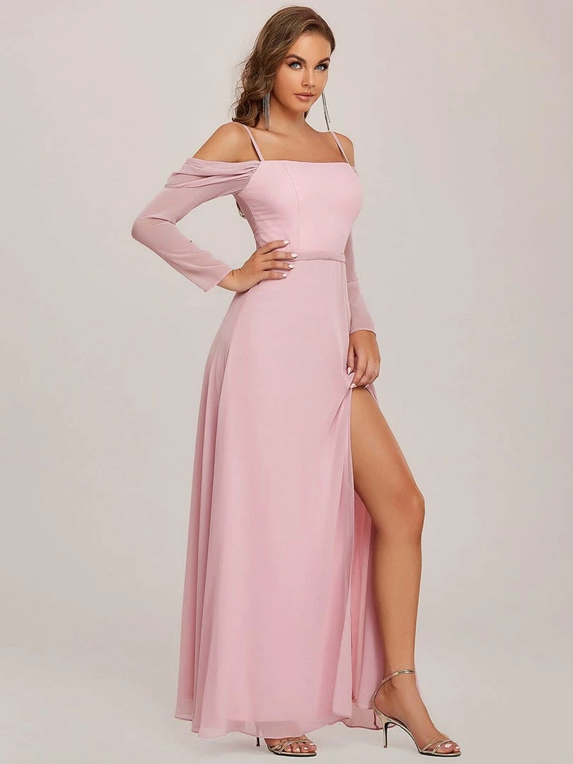 Ever-Pretty US Sheer Long Sleeved Cold Shoulder Slit Bridesmaid Dress Long Sleeve Dresses 8 Ever-Pretty US Sheer Long Sleeved Cold Shoulder Slit Bridesmaid Dress Long Sleeve Dresses