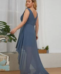 Ever-Pretty US Plus Size V-Neck Sleeveless Floral Sequin High-Low Bridesmaid Dress SHOP BY OCCASION