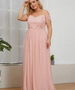 Ever-Pretty US Plus Size Sequin A-Line Cold Shoulder Bridesmaid Dress