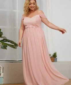 Ever-Pretty US Plus Size Sequin A-Line Cold Shoulder Bridesmaid Dress