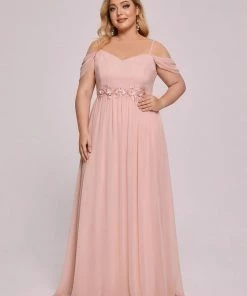 Ever-Pretty US Plus Size Sequin A-Line Cold Shoulder Bridesmaid Dress