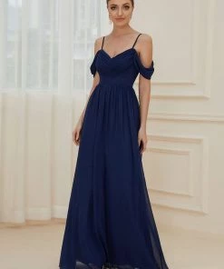 Ever-Pretty US SHOP BY OCCASION Pleated V-Neck Cold Shoulder Bridesmaid Dress