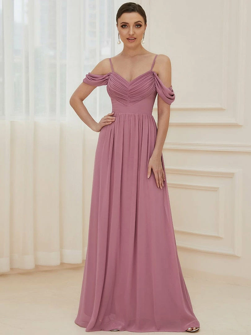 Ever-Pretty US SHOP BY OCCASION Pleated V-Neck Cold Shoulder Bridesmaid Dress 6 Ever-Pretty US SHOP BY OCCASION Pleated V-Neck Cold Shoulder Bridesmaid Dress