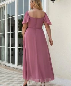 Ever-Pretty US SHOP BY OCCASION Plus Size Square Neck Formal Bridesmaid Dress With Sleeves