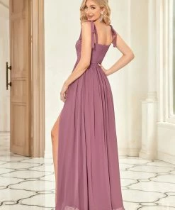 Ever-Pretty US SHOP BY OCCASION Lace Sleeveless A-Line Front Slit Bridesmaid Dress