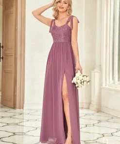 Ever-Pretty US SHOP BY OCCASION Lace Sleeveless A-Line Front Slit Bridesmaid Dress 8 Ever-Pretty US SHOP BY OCCASION Lace Sleeveless A-Line Front Slit Bridesmaid Dress