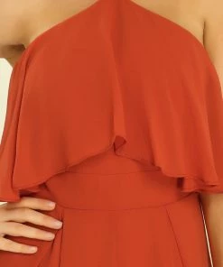 Ever-Pretty US SHOP BY LENGTH Retro Wide Leg Halter Top Ruffle Jumpsuit