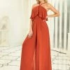 Ever-Pretty US SHOP BY LENGTH Retro Wide Leg Halter Top Ruffle Jumpsuit