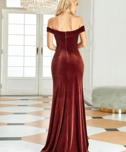 Ever-Pretty US Velvet Off-Shoulder Sleeveless Bodycon Fishtail Bridesmaid Dress