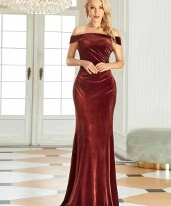 Ever-Pretty US Velvet Off-Shoulder Sleeveless Bodycon Fishtail Bridesmaid Dress