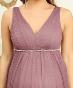 Ever-Pretty US Ruched V-Neck Sequin Empire Waist Double Layer Tulle Maternity Dress Maternity Dresses