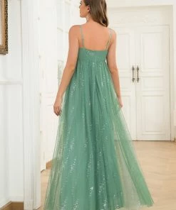 Ever-Pretty US Maternity Dresses Spaghetti Strap V-Neck Empire Waist Sparkling Bump Friendly Dress