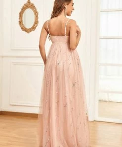 Ever-Pretty US Maternity Dresses Spaghetti Strap V-Neck Empire Waist Sparkling Bump Friendly Dress