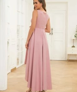 Ever-Pretty US Sleeveless Pleated V-Neck High Low Maternity Dress