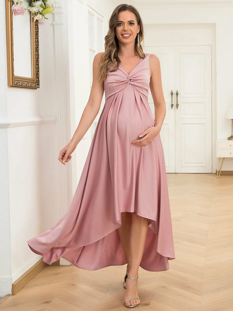 Ever-Pretty US Sleeveless Pleated V-Neck High Low Maternity Dress 5 Ever-Pretty US Sleeveless Pleated V-Neck High Low Maternity Dress
