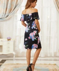 Ever-Pretty US Sleeveless Ruffle Top Short Bodycon Maternity Dress