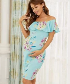 Ever-Pretty US Sleeveless Ruffle Top Short Bodycon Maternity Dress