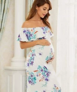 Ever-Pretty US Sleeveless Ruffle Top Short Bodycon Maternity Dress