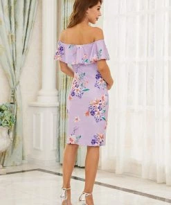 Ever-Pretty US Sleeveless Ruffle Top Short Bodycon Maternity Dress