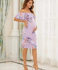 Ever-Pretty US Sleeveless Ruffle Top Short Bodycon Maternity Dress