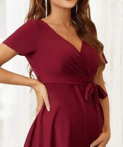 Ever-Pretty US Short Sleeve Tie Waist Short A-Line Maternity Dress Maternity Dresses