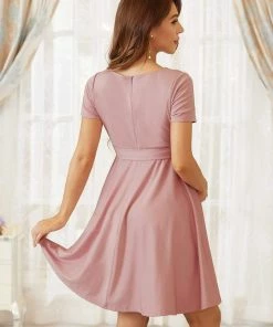 Ever-Pretty US Short Sleeve Tie Waist Short A-Line Maternity Dress Maternity Dresses