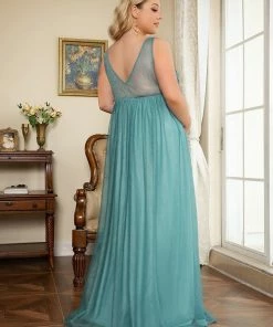 Ever-Pretty US Maternity Dresses Plus Size Double V-Neck Lace Bodice Long Flowy Maternity Dress