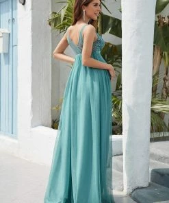 Ever-Pretty US Maternity Dresses Double V-Neck Lace Bodice Long Flowy Maternity Dress