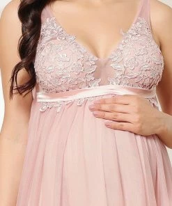 Ever-Pretty US Maternity Dresses Double V-Neck Lace Bodice Long Flowy Maternity Dress