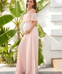 Ever-Pretty US Maxi Strapless Ruffle Maternity Dress
