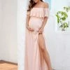 Ever-Pretty US Maxi Strapless Ruffle Maternity Dress