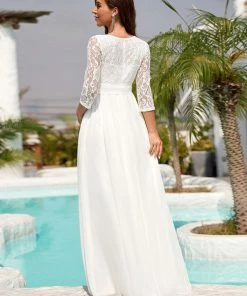 Ever-Pretty US Vintage Style Lace Sleeve Floor-Length Maternity Dress