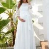 Ever-Pretty US Vintage Style Lace Sleeve Floor-Length Maternity Dress