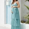 Ever-Pretty US Tie Waist V-Neck Tiered Floor-length Maternity Dress Maternity Dresses