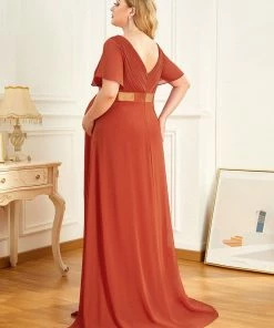 Ever-Pretty US Ruched Bodice Flowy Chiffon Floor-Length Bump Friendly Dress With Sleeves 59 Ever-Pretty US Ruched Bodice Flowy Chiffon Floor-Length Bump Friendly Dress With Sleeves