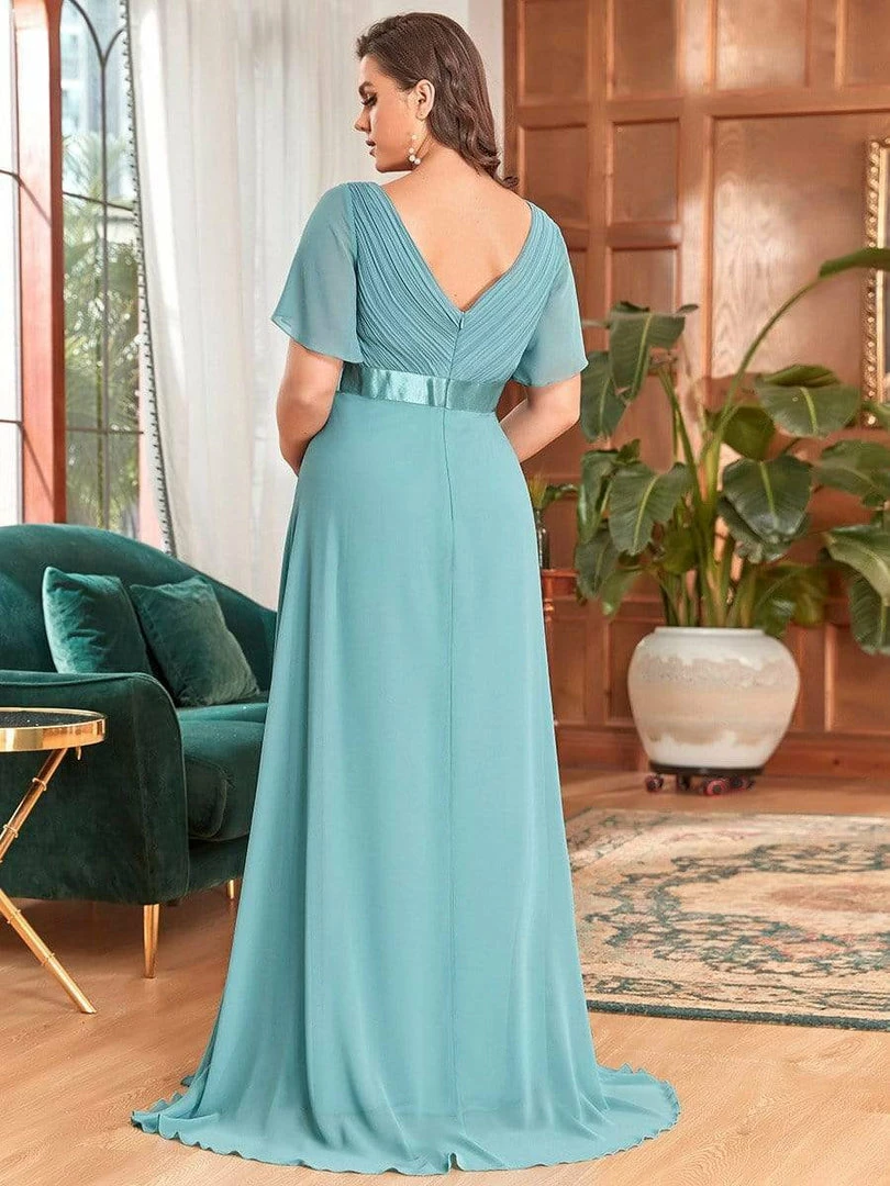 Ever-Pretty US Ruched Bodice Flowy Chiffon Floor-Length Bump Friendly Dress With Sleeves 22 Ever-Pretty US Ruched Bodice Flowy Chiffon Floor-Length Bump Friendly Dress With Sleeves