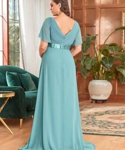 Ever-Pretty US Plus Size Ruffle Sleeve Floor-Length Formal Maternity Dress Maternity Dresses