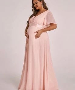 Ever-Pretty US Plus Size Ruffle Sleeve Floor-Length Formal Maternity Dress Maternity Dresses